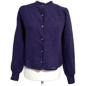 Vintage Purple Geiger Austria Boiled Wool Trachten Cardigan Womens 6 8 Textured